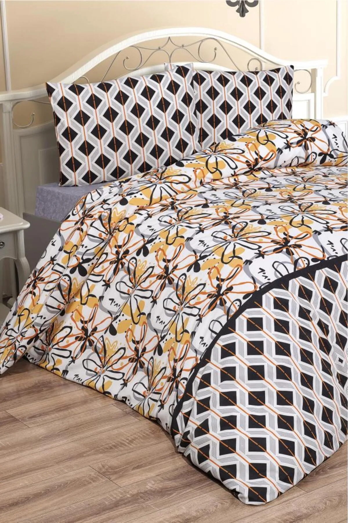 Çeyiz Diyarı  Bettwäsche Doppelbett - Braun - Gestreift