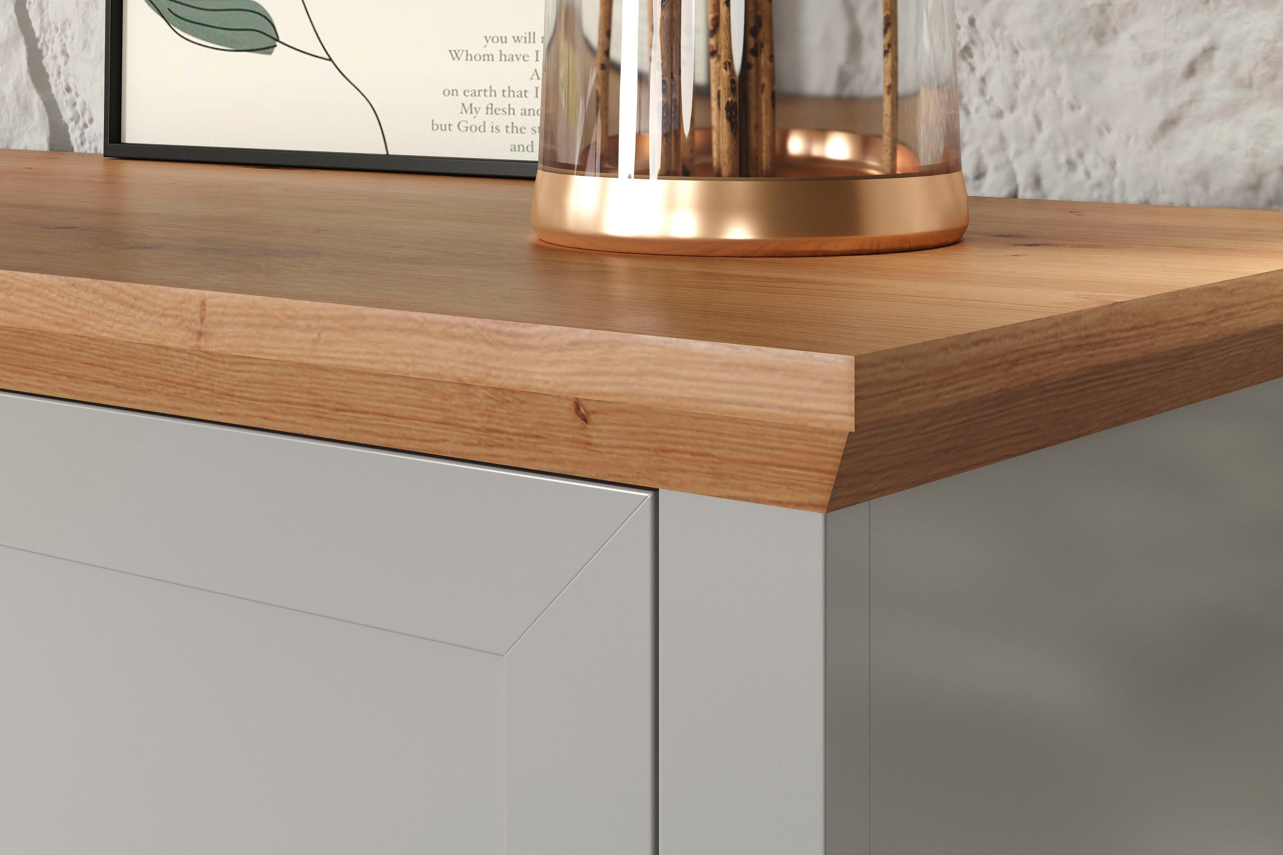 Home affaire Buffet Herzwill Artisan Eiche NB und hellgrau, matt, im Landhaus-Look