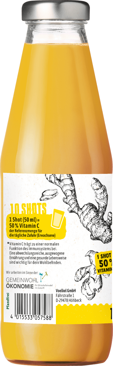 Ingwer & Zitrone-Honig Shot mit Fruchtsäften, 0,5 l