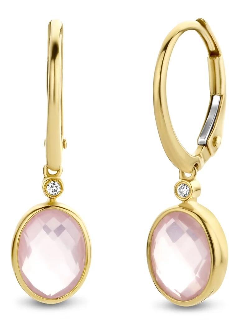 Diamond Point Yellow gold earrings 2.38 ct rose quartz Philosophy