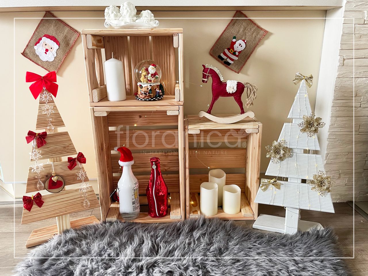Pemicont Floranica Holzkiste Lärche Natur 3er Set Gartendeko Aufbewahrungsboxen Obstkisten Blumentopf Holz Kiste Spielzeugkiste