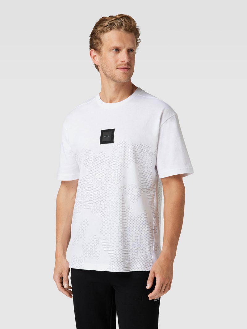 T-Shirt mit Label-Patch Modell 'Talboa Lotus' in weiß