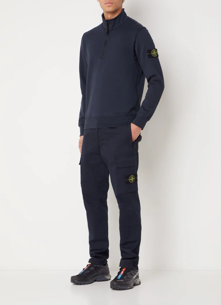 Πουλόβερ Stone Island 61951 με μισό φερμουάρ και λογότυπο