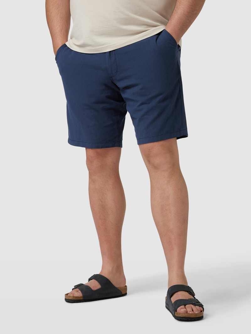 PLUS SIZE RegularFit Shorts mit Leinen Modell 'DAVE' in marineblau