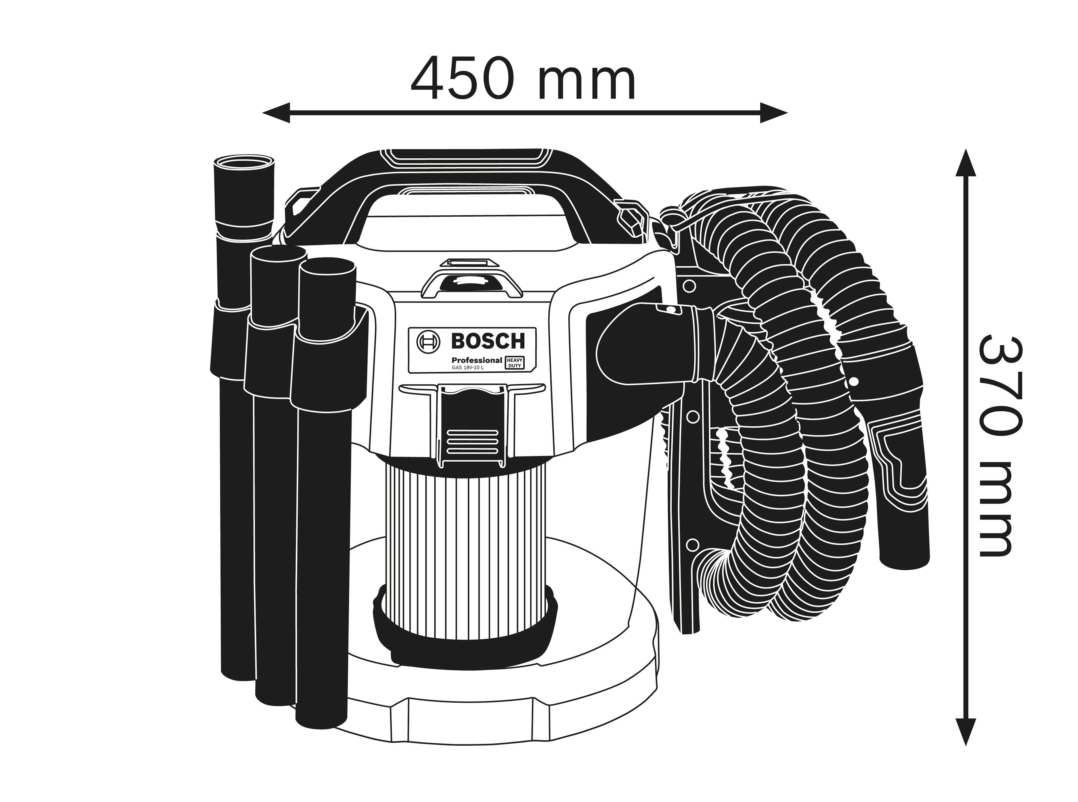 Bosch Professional Nass-Trocken-Akkusauger GAS 18V-10, beutellos, 10 l, inkl. Zubehör, ohne Akku und Ladegerät