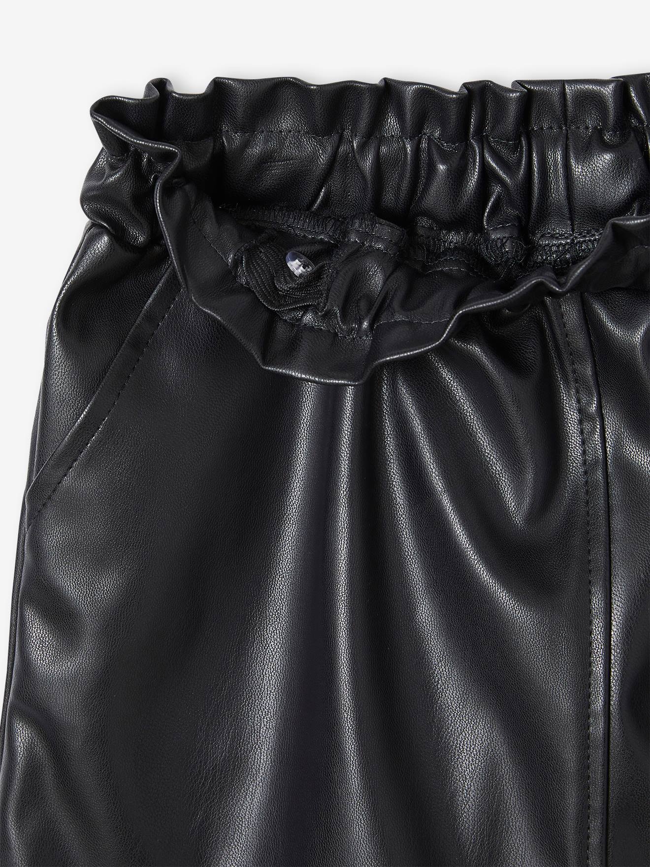 Jupe simili cuir fille noir