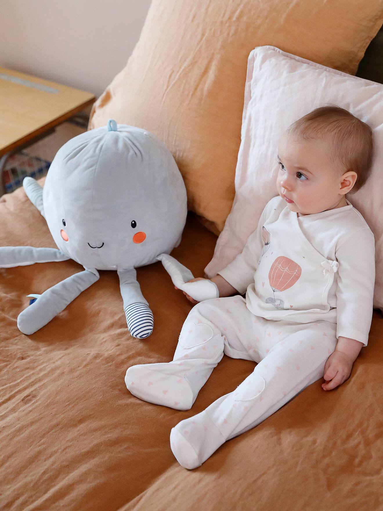 Peluche pieuvre d'activités géante Eau salée gris