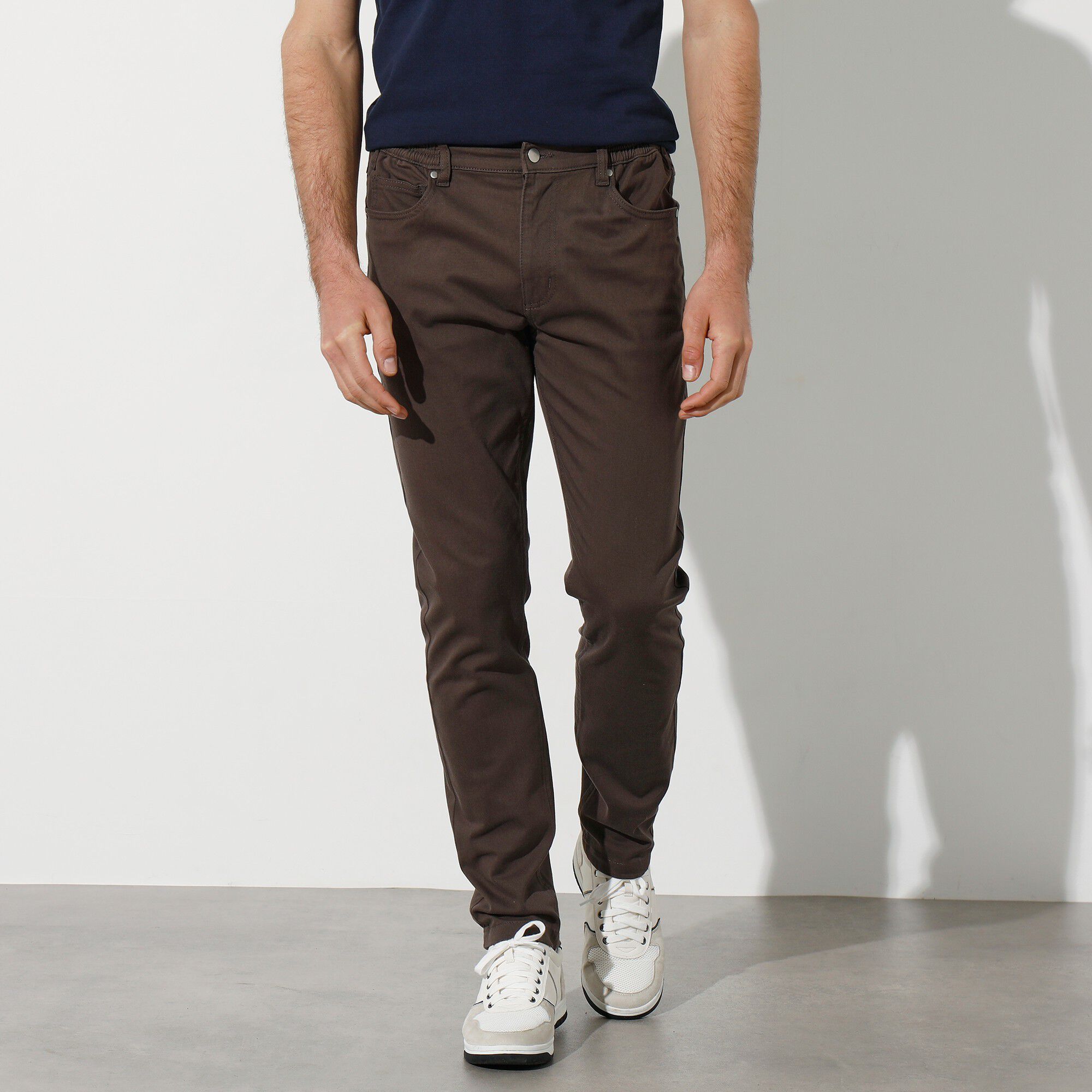 Pantalon droit 5 poches twill coton extensible