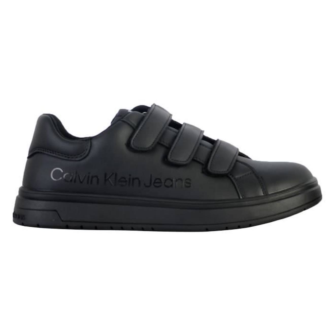 Basket Cuir Calvin Klein Jeans Juniors Low Cut Velcro noir