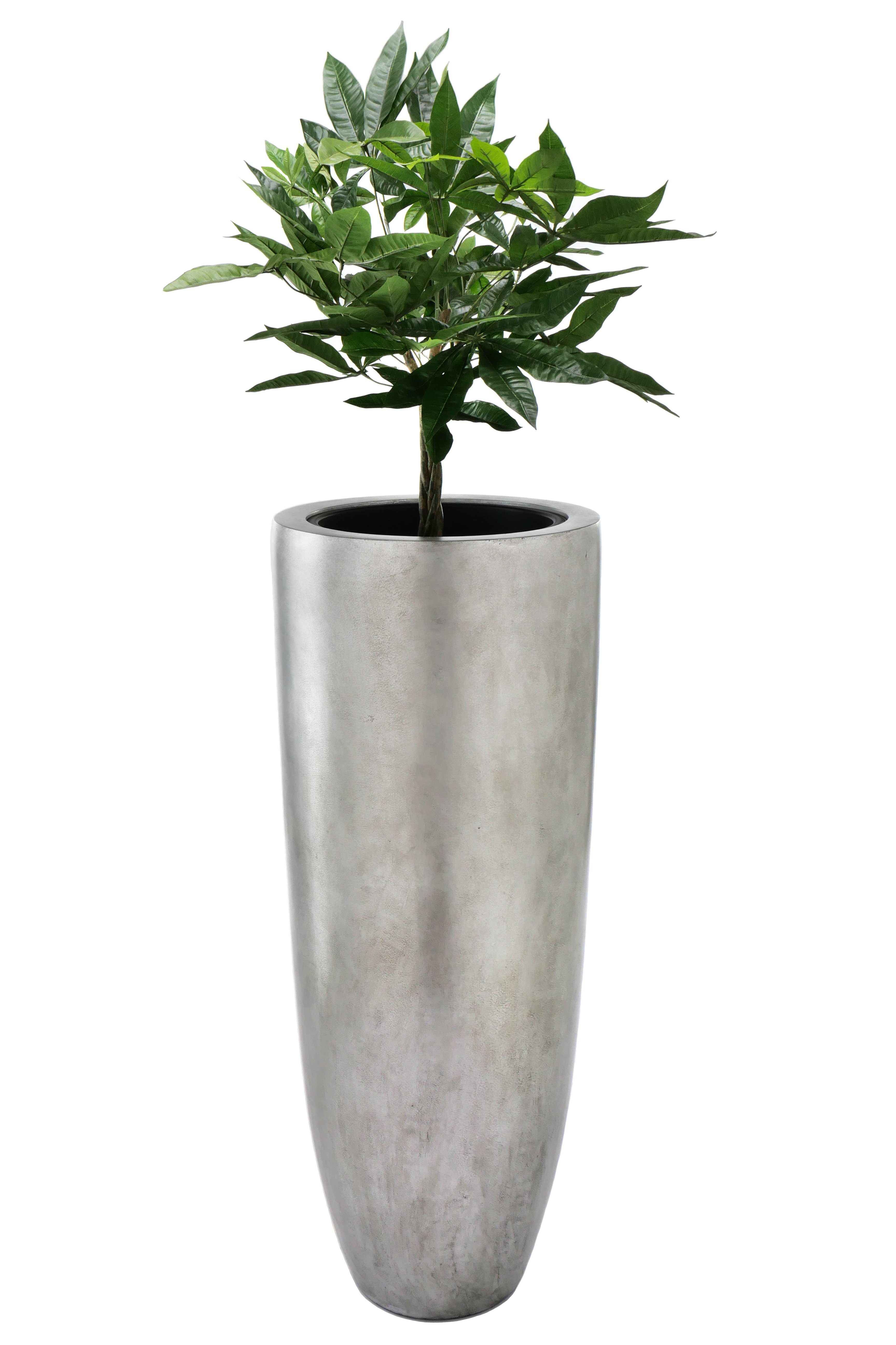 Flingora Bodenvase Ophelia, mit Einsatz - Fiberglas - Indoor - Silber - Höhe 120 cm