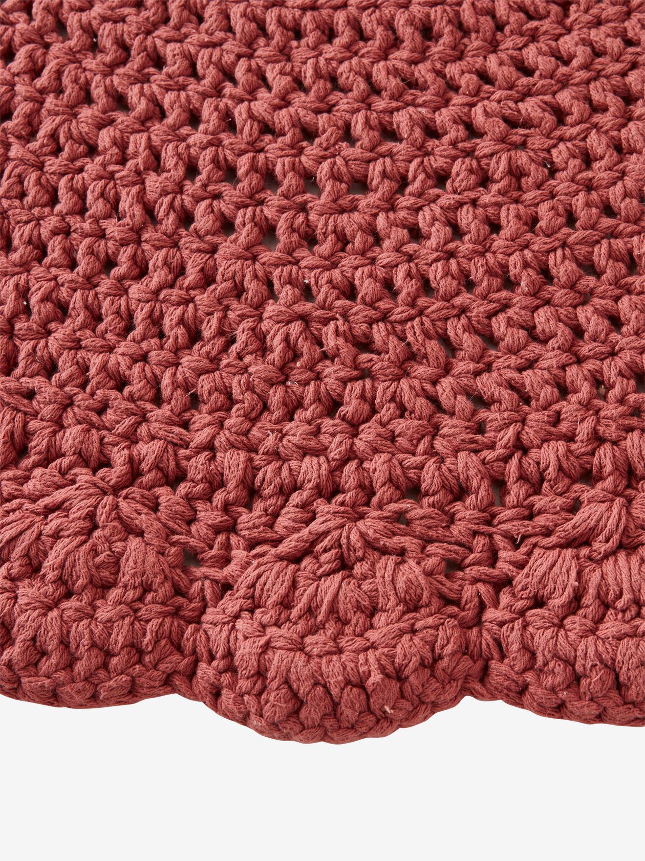 Tapis crochet vieux rose