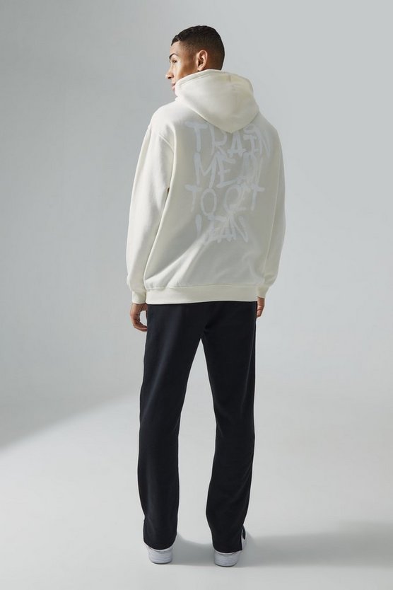 Man Active Oversize Hoodie mit Train Mean Slogan