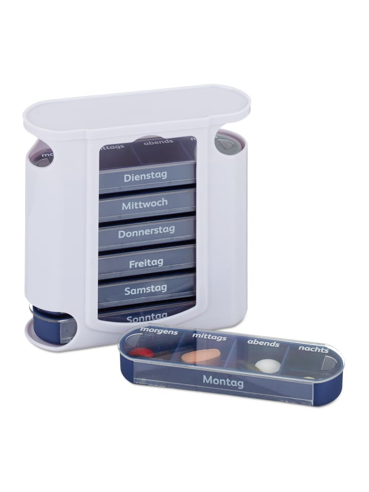 relaxdays Pillendose in Weiß Blau günstig kaufen onesize