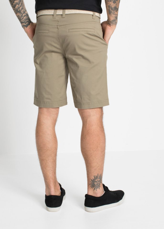 Stretch-Chino-Bermuda mit Gürtel, Regular Fit