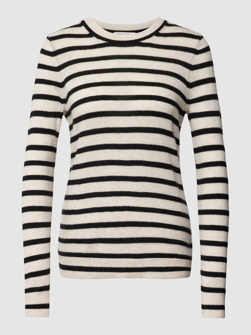 Kaschmirpullover mit Streifenmuster in beige meliert