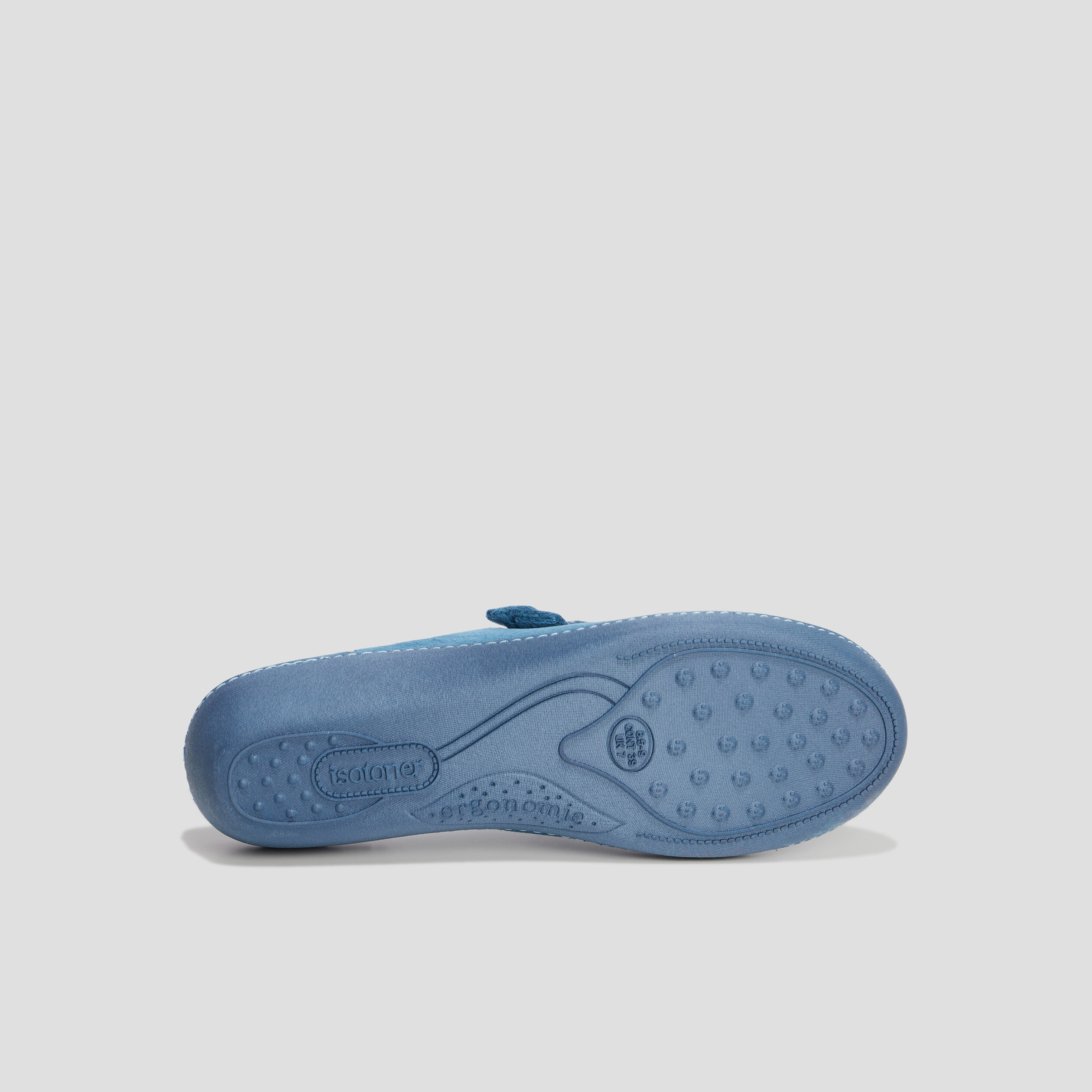 Chaussons mules velours Isotoner bleu canard femme | La Halle