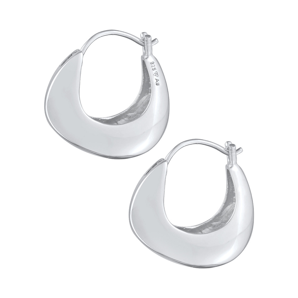 Elli Elli Boucles d'Oreilles Créoles Femme Géo Simple en argent sterling 925 doré Boucles d'oreilles