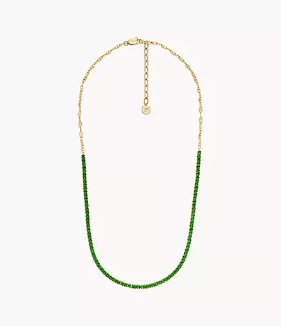 Fossil Kette Heritage D-Link Glitz Edelstahl goldfarben