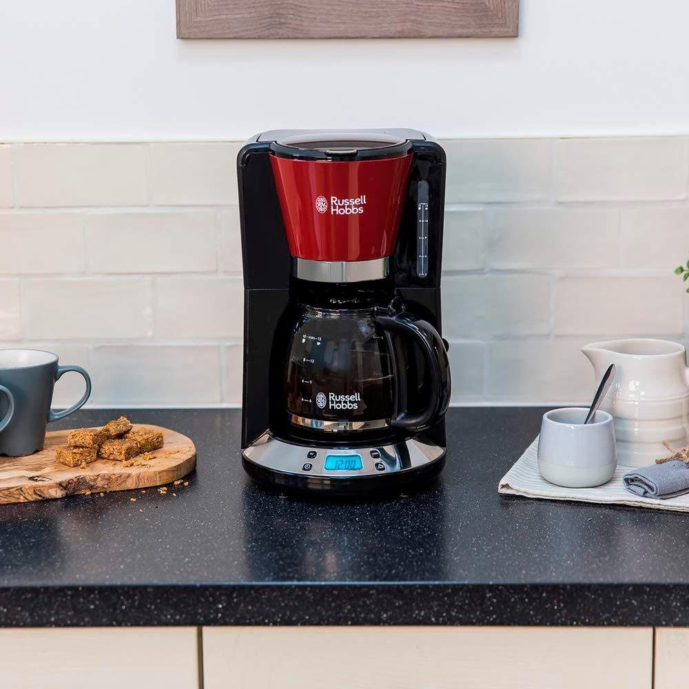 RUSSELL HOBBS Filterkaffeemaschine Colours Plus+ Flame Red 24031-56, 1,25l Kaffeekanne, Papierfilter 1x4