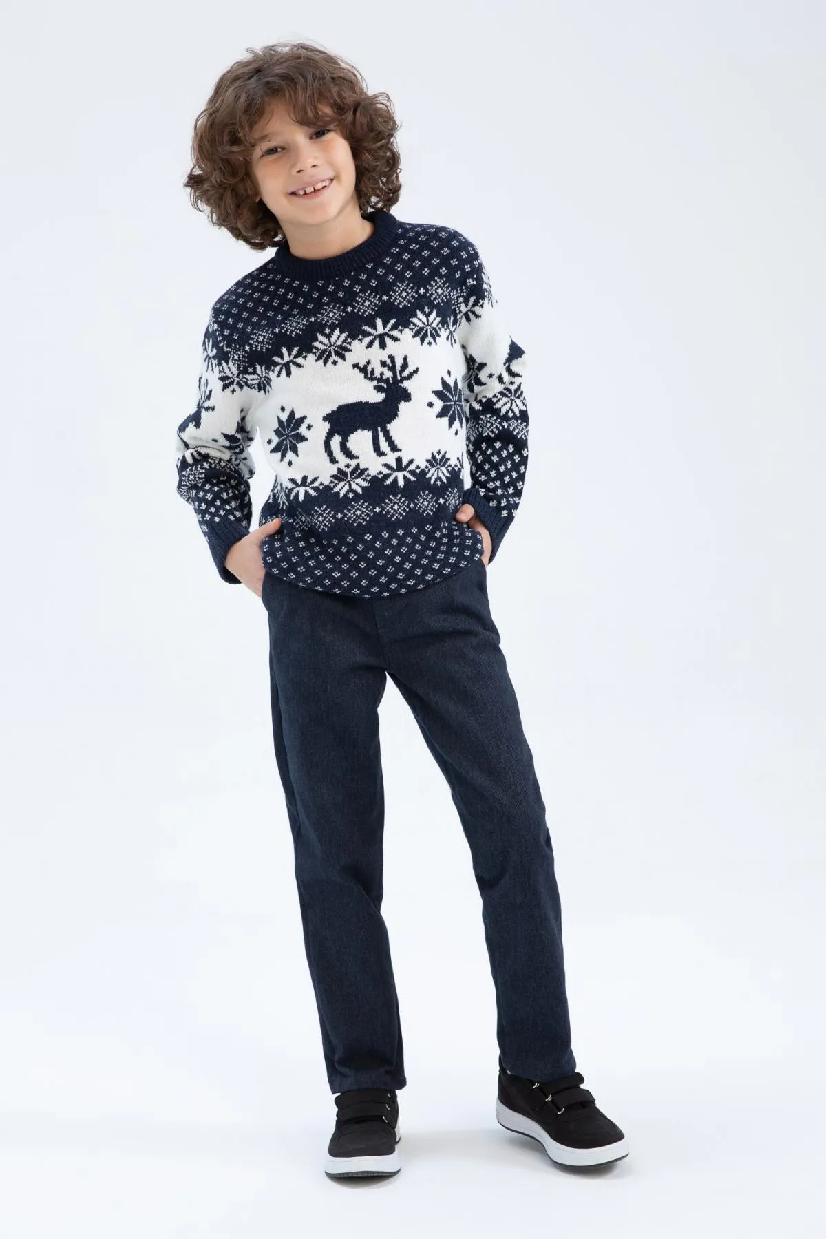 DeFacto  Jungenpullover mit Rundhalsausschnitt und Neujahrsmotiv