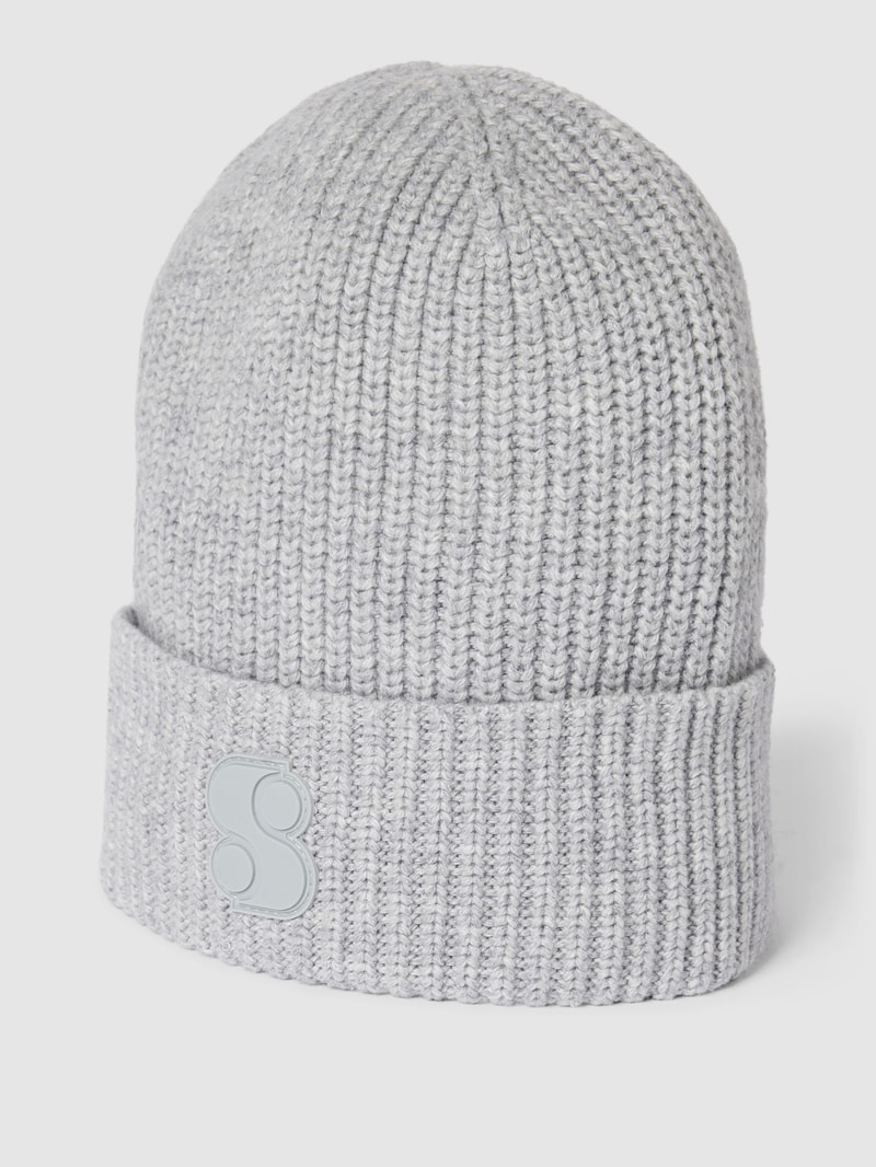 Beanie mit Label-Applikation in dunkelgrau