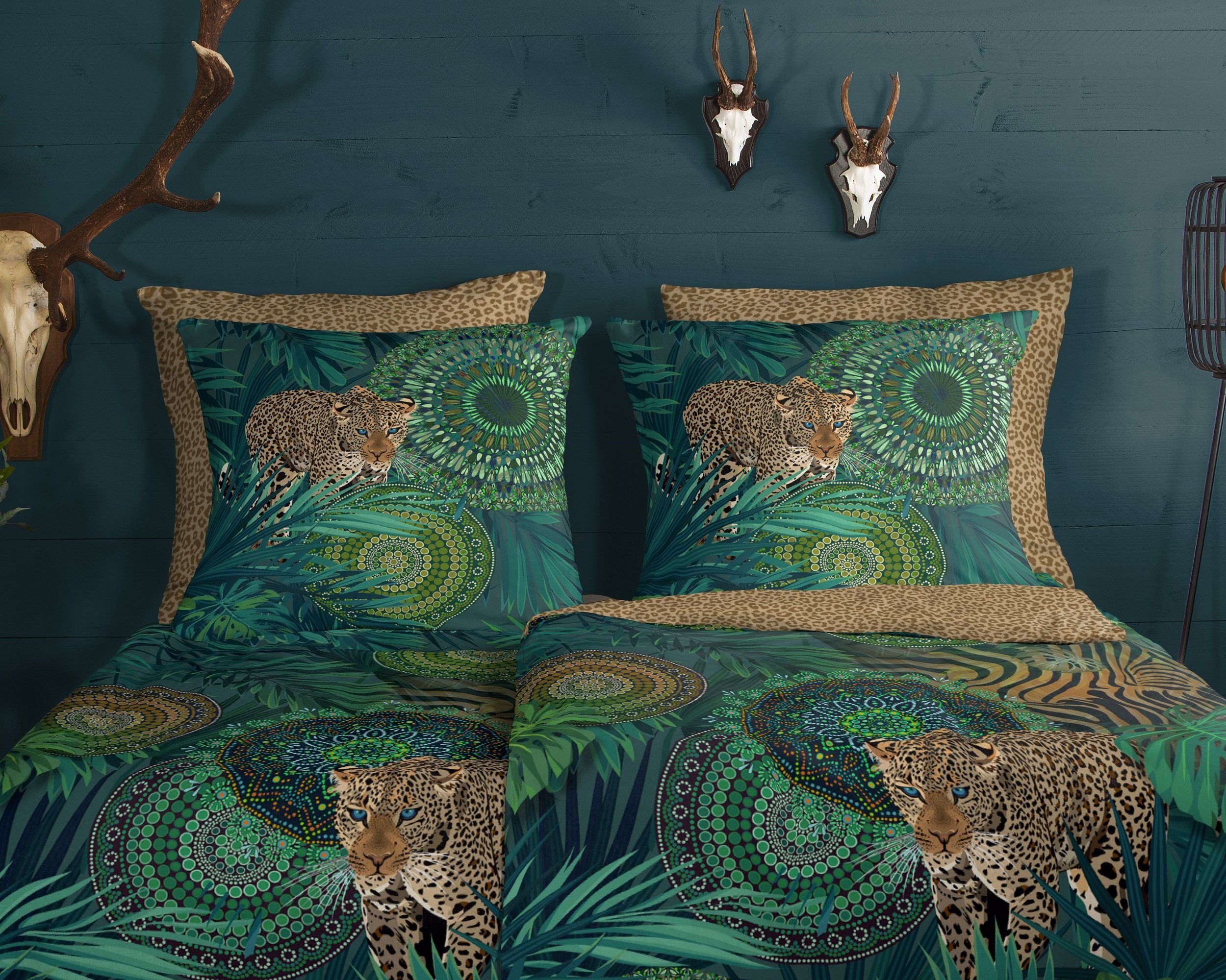 Bettwäsche Comfort Baumwolle, Traumschloss, Flanell, 2 teilig, Leopard Dschungel mit Mandalas