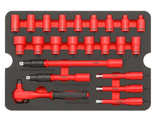 Sonic 605003 pildīta instrumentu kaste VDE, 50 daļas