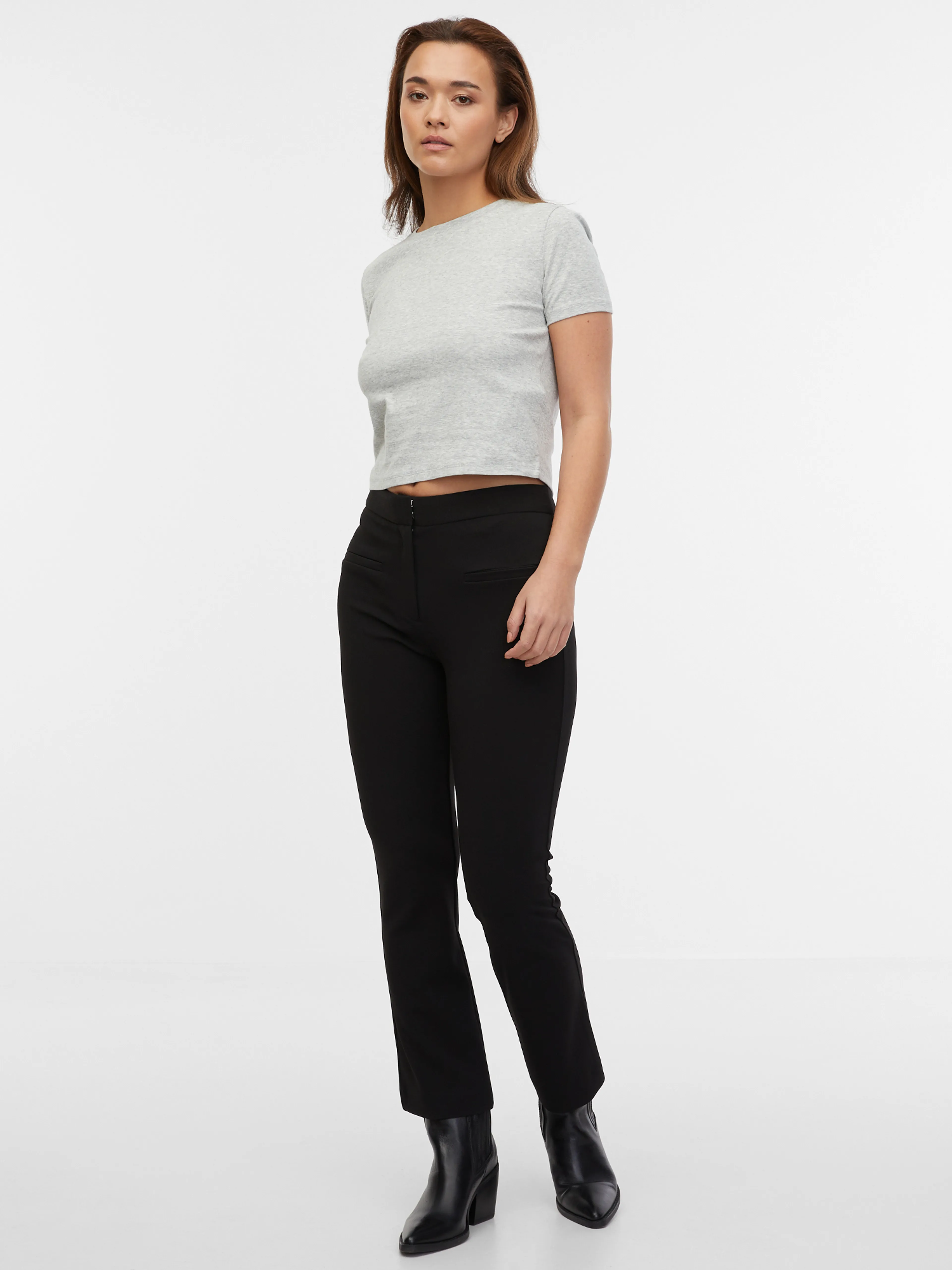 Hellgraues gestreiftes Basic-Shirt Damen ORSAY