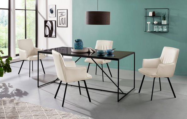 INOSIGN Esstisch Esra, Gestell aus Metall, Tischplatte aus Glas