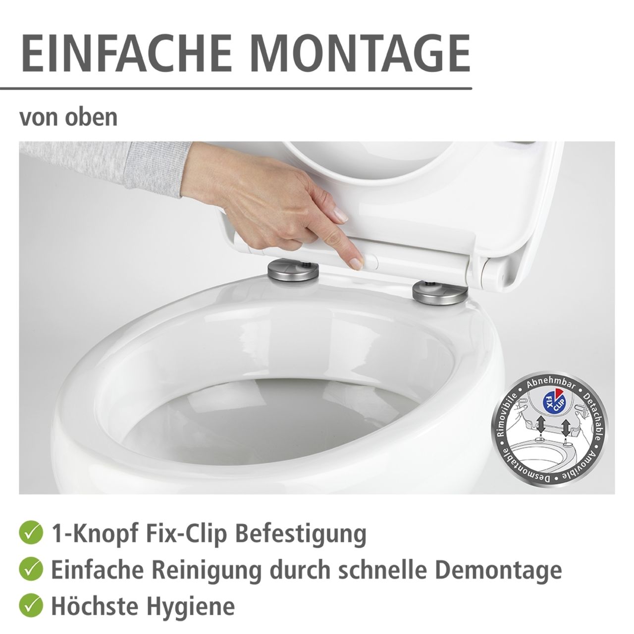 Wenko Toilettensitz Mod. Rosewood Hochglanz, WC-Sitz mit Absenkautomatik, Schnellbefestigung