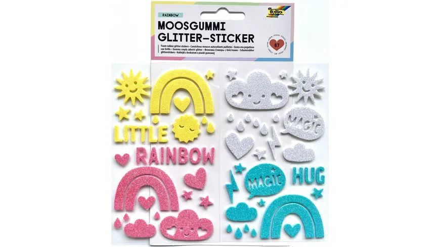 folia Moosgummi Glitter-Sticker RAINBOW