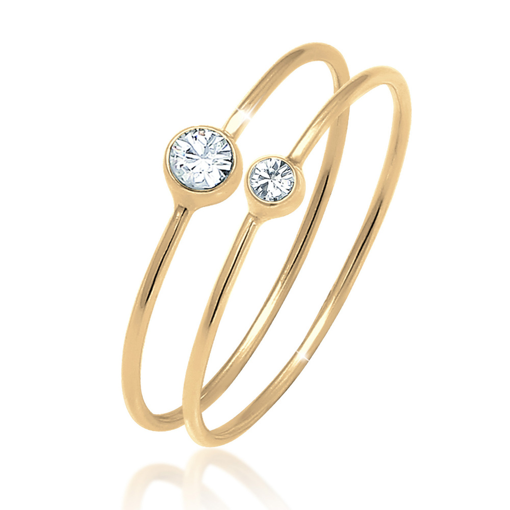 Elli Elli Bague Ensemble pour Femmes Élégant Basique avec Cristaux en Argent Sterling  Bague