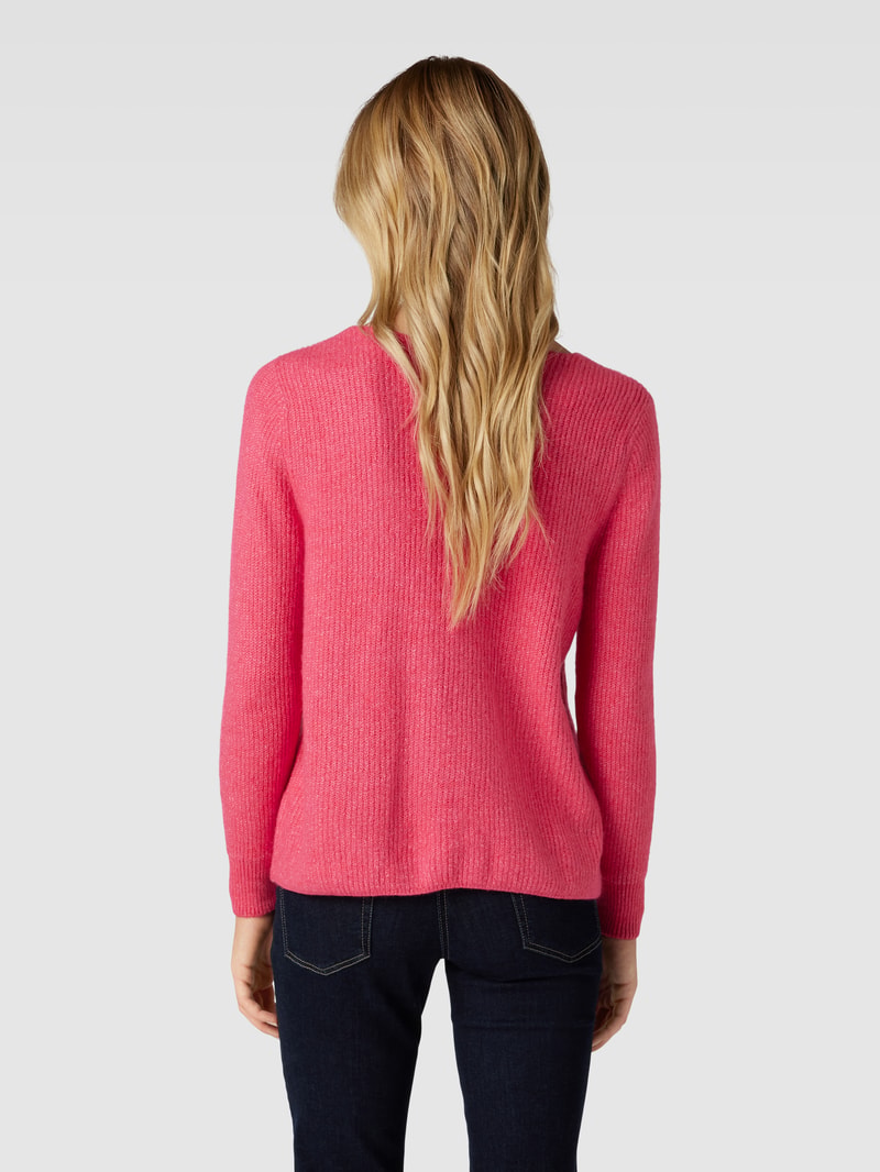 Strickpullover mit U-Boot-Ausschnitt in fuchsia meliert