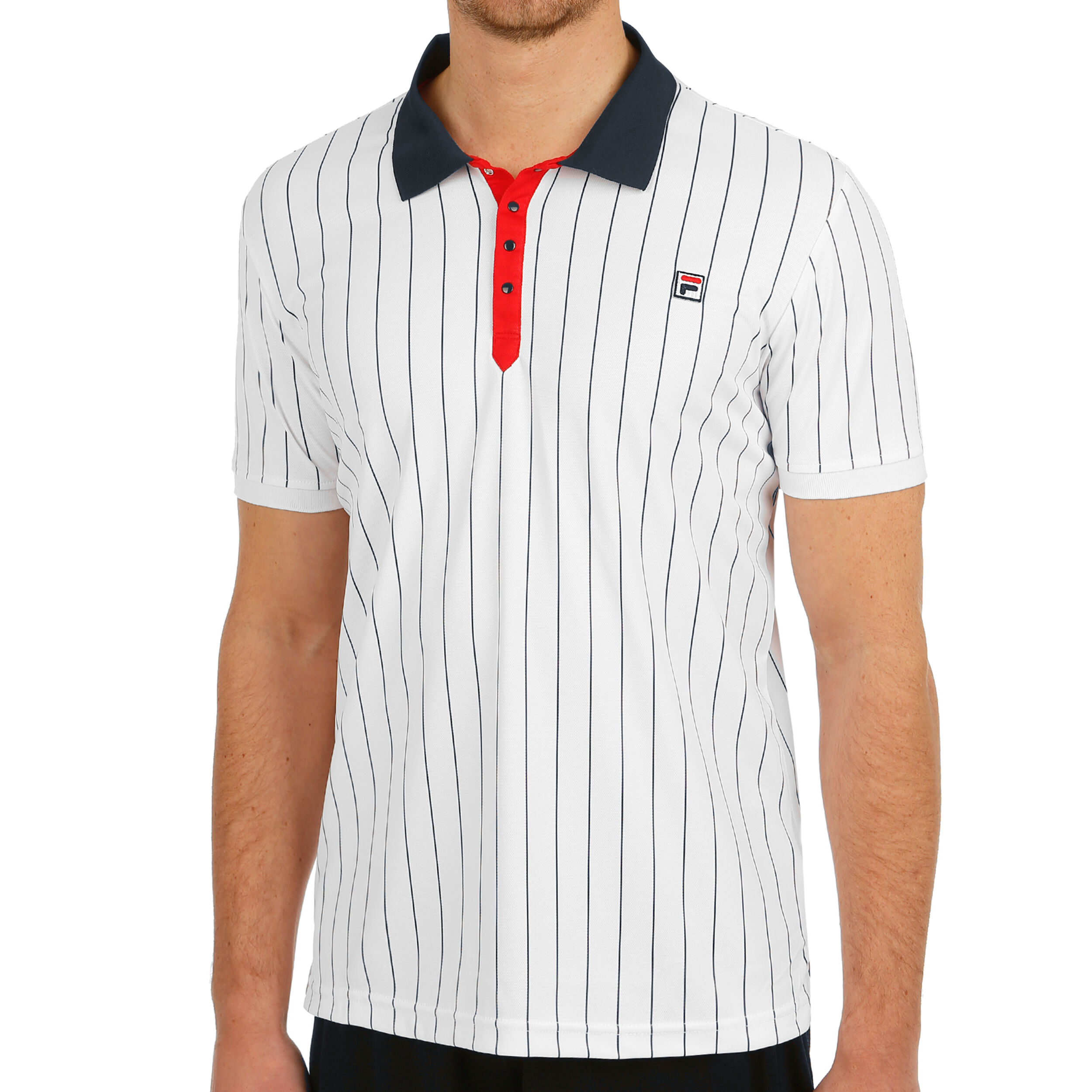 Stripes Polo Herren - Weiß, Dunkelblau