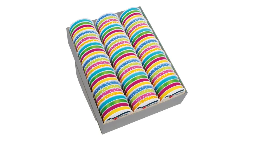 PRÄSENT Ringelband türkis,grün,pink und gelb 24 m