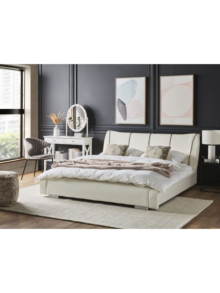 Beliani Doppelbett NANTES in Weiß/Silber - (W) 168 x (H) 97 x (L) 237 cm günstig kaufen onesize