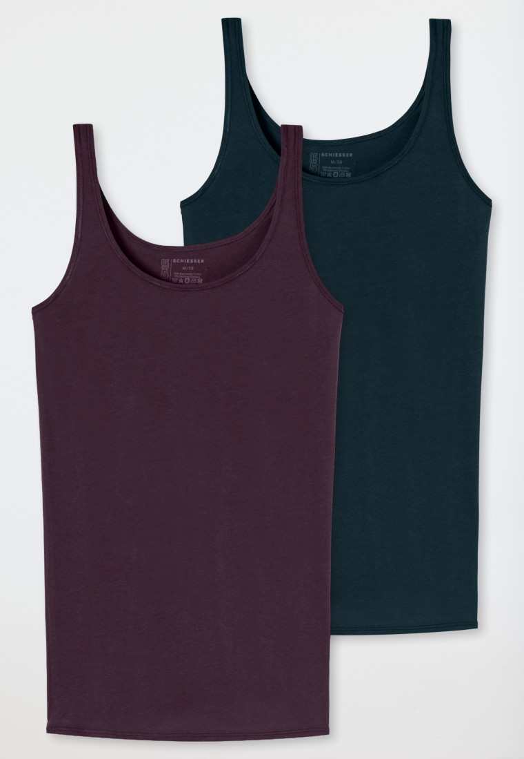 Top 2er-Pack Organic Cotton dunkelblau/bordeaux - 95/5 Organic