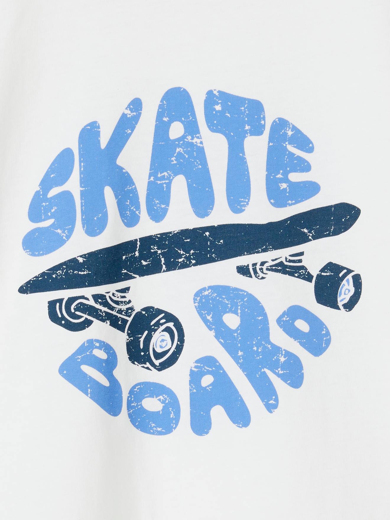 Vertbaudet Jungen T-Shirt mit Schriftzug oder Print BASIC Oeko-Tex - wollweiß