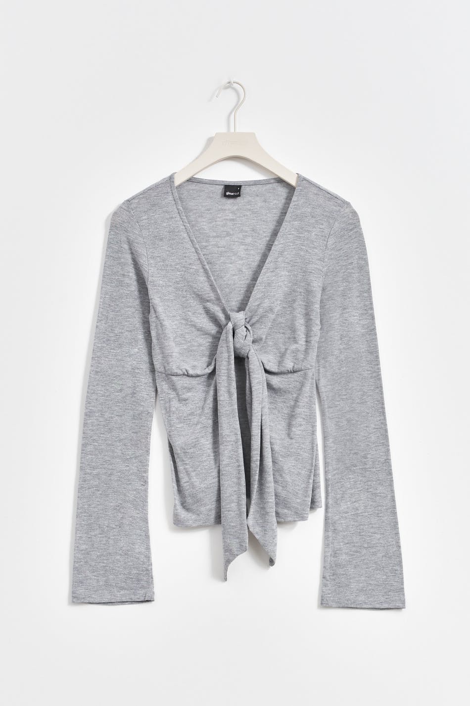 Tie front long sleeve top