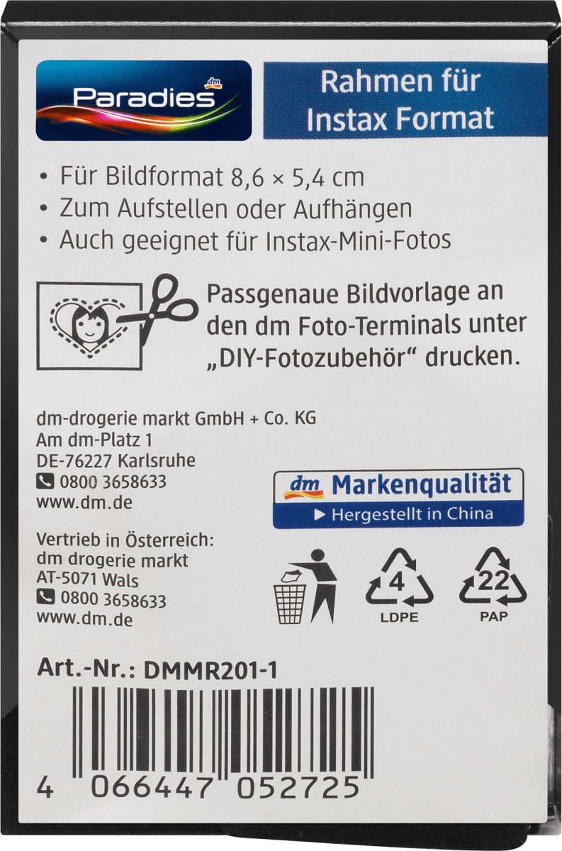 Bilderrahmen Instax 8,5x5,5 cm, schwarz, 1 St