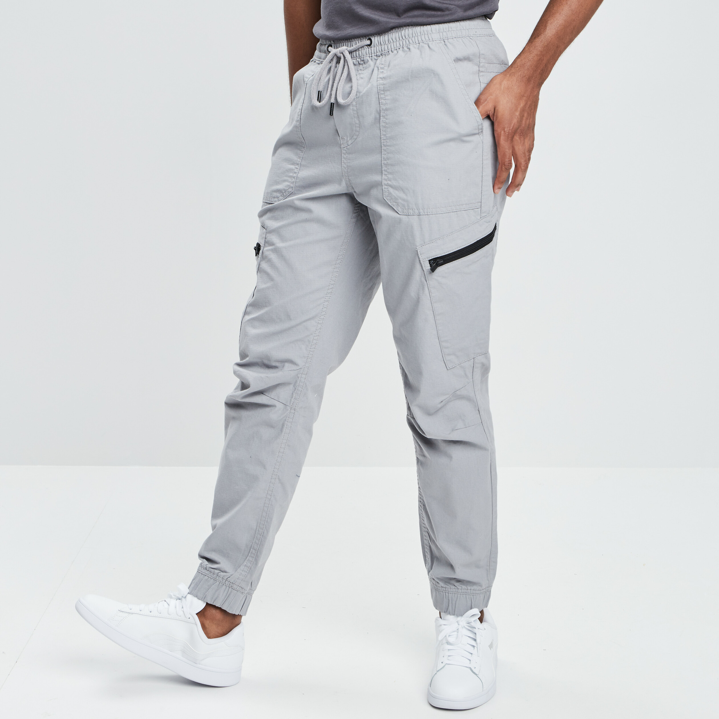 Pantalon cargo à coulisse gris homme | La Halle