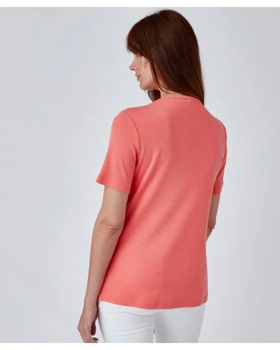 Tee-shirt col tunisien pur coton