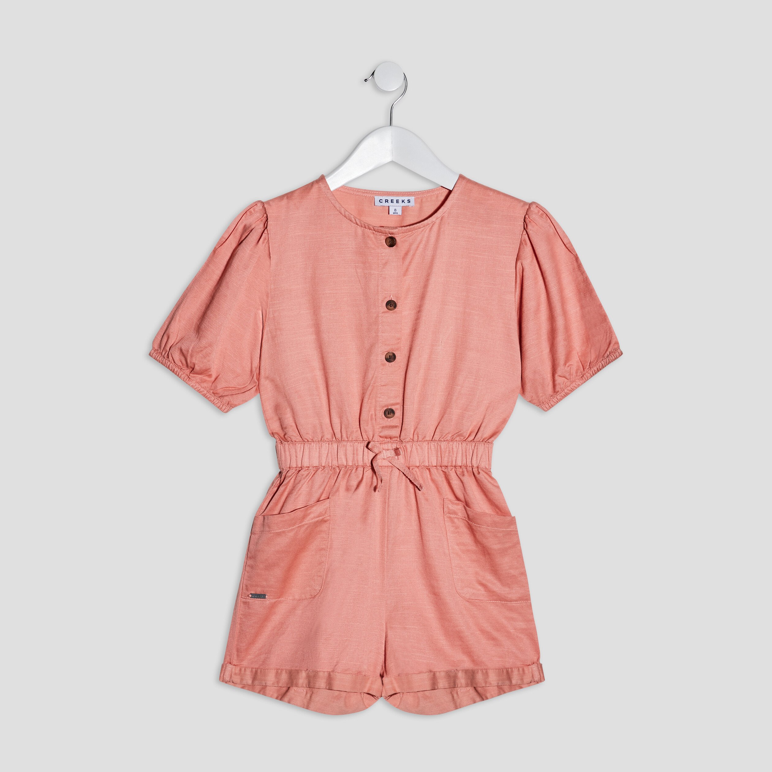 Combishort manches courtes rose corail fille | La Halle