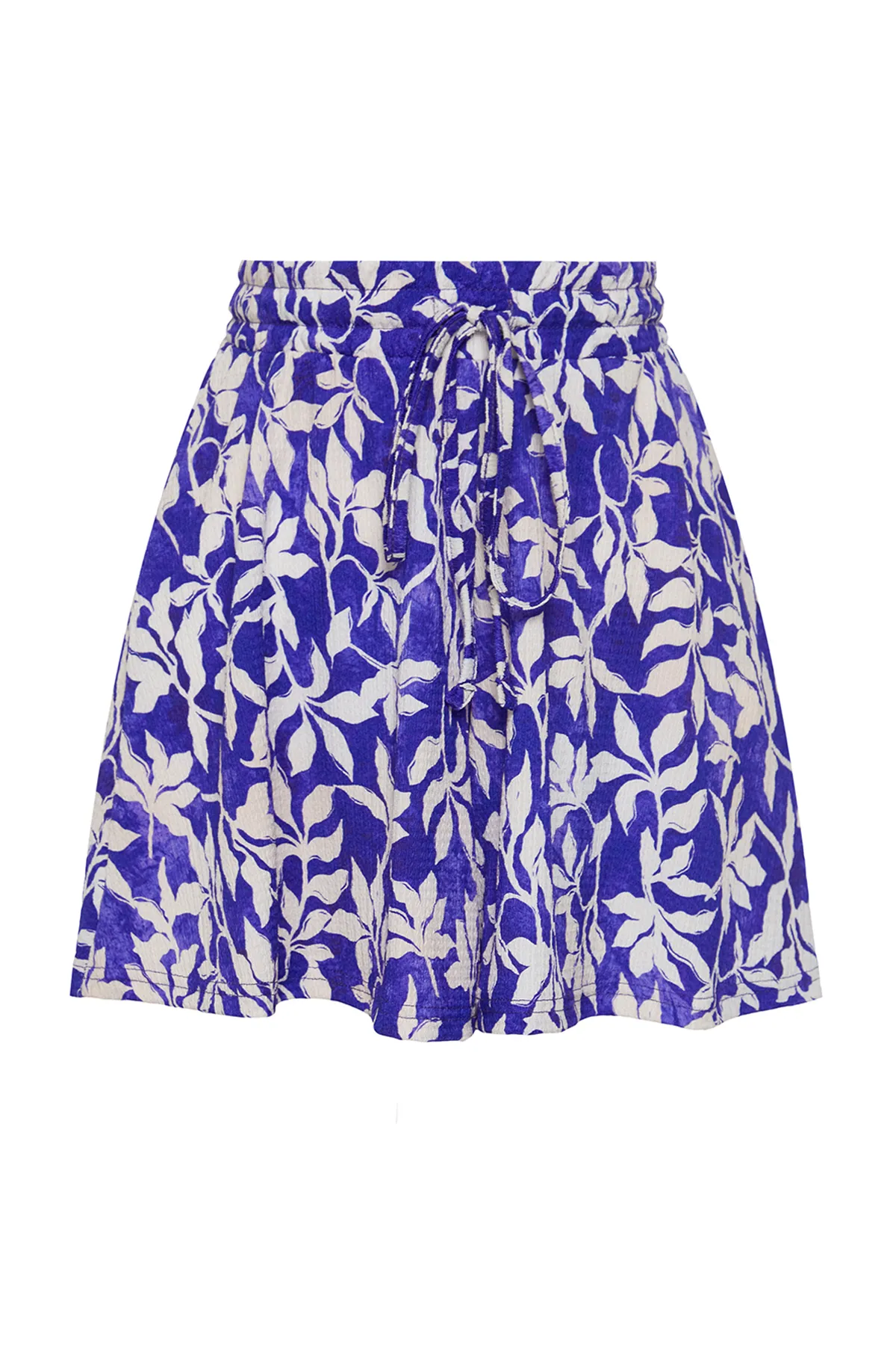 Trendyol Collection  Lila gemusterte Relaxed Fit Shorts mit normaler Taille und Wickel-/Strukturstrickmuster TWOSS22SR0212