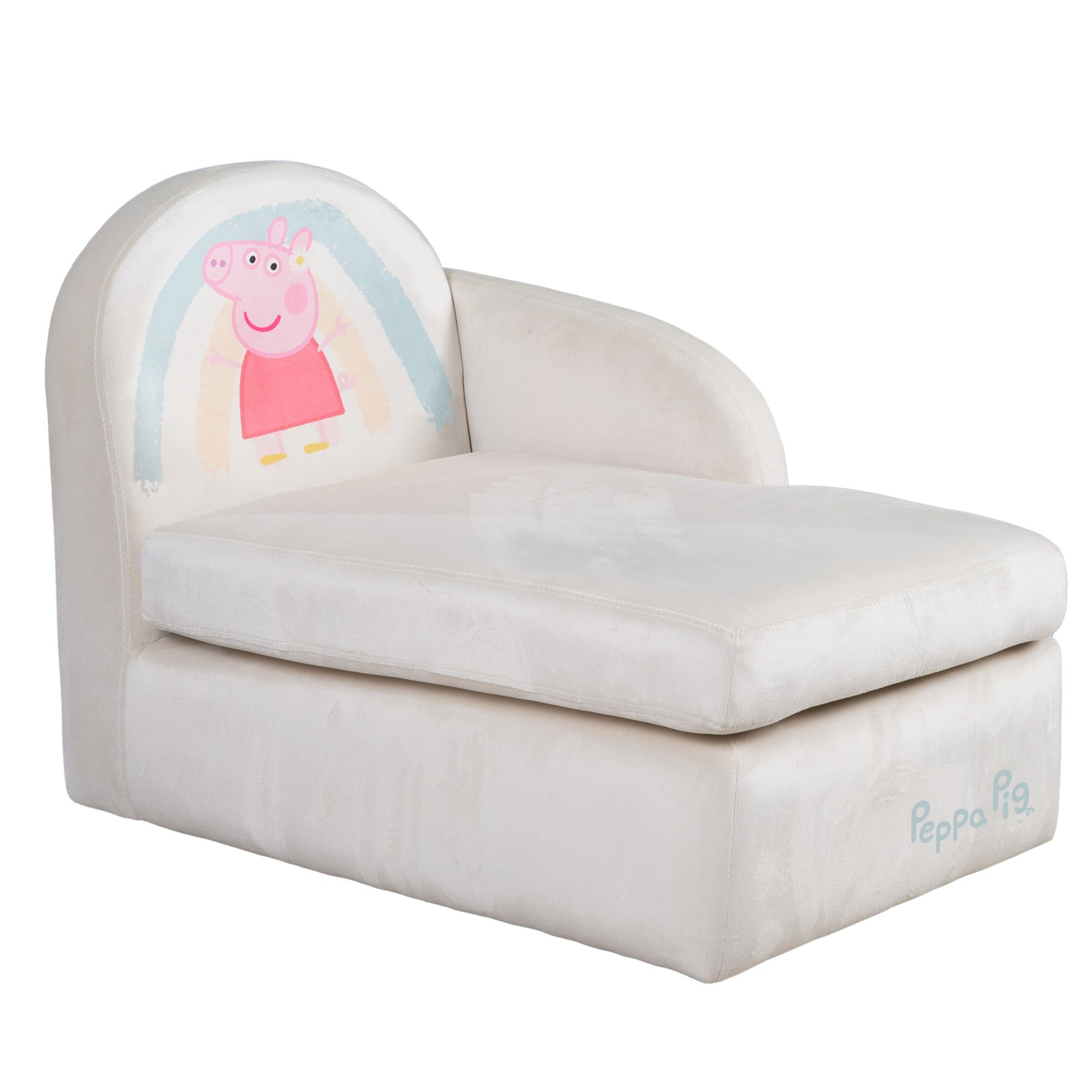 roba® Kindersofa Kinderlounge Peppa Pig, Kinderloungesofa mit Armlehne, und Samtbezug in beige