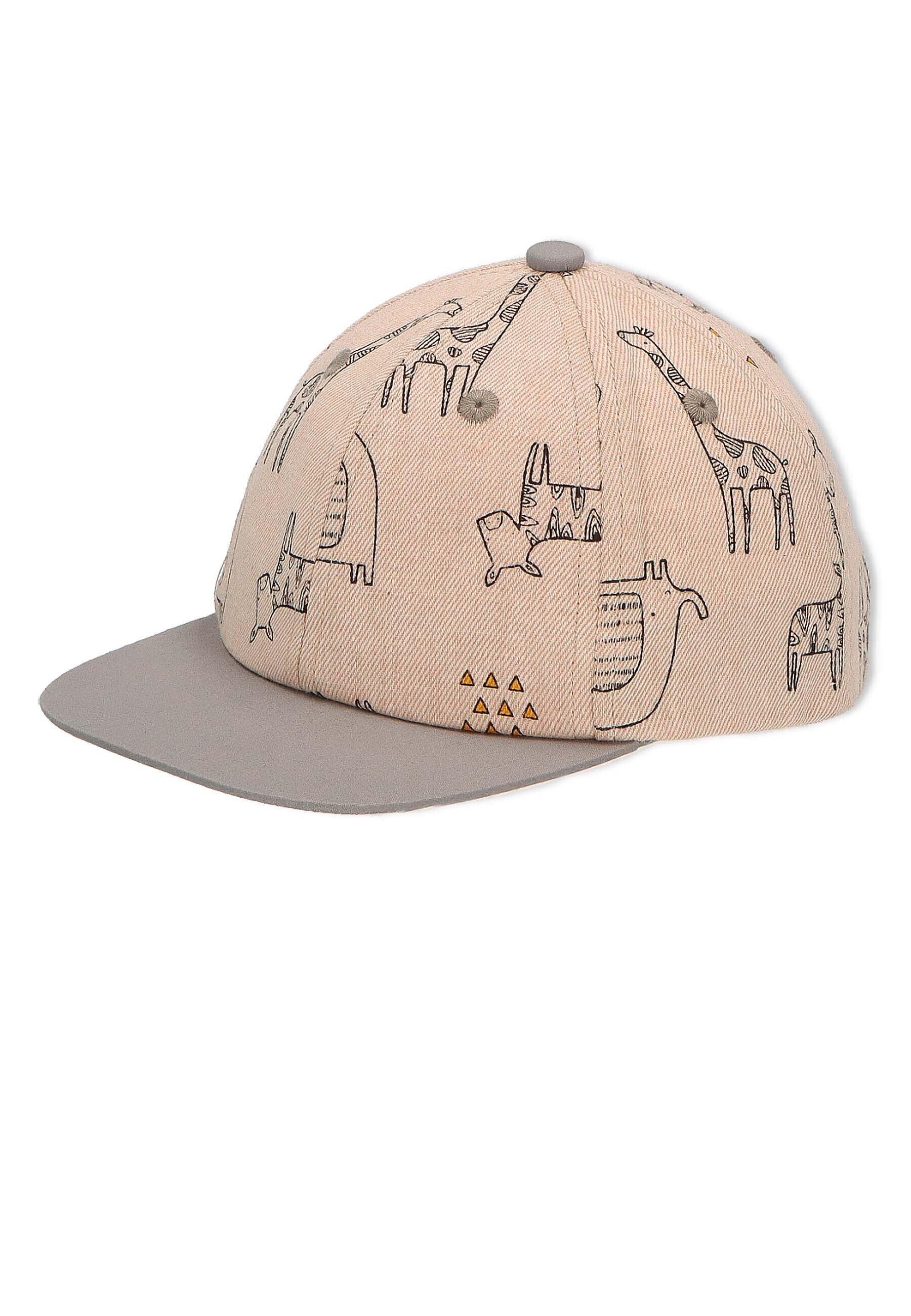 Baseball-Cap bedruckt mit Safari-Tieren in Beige
