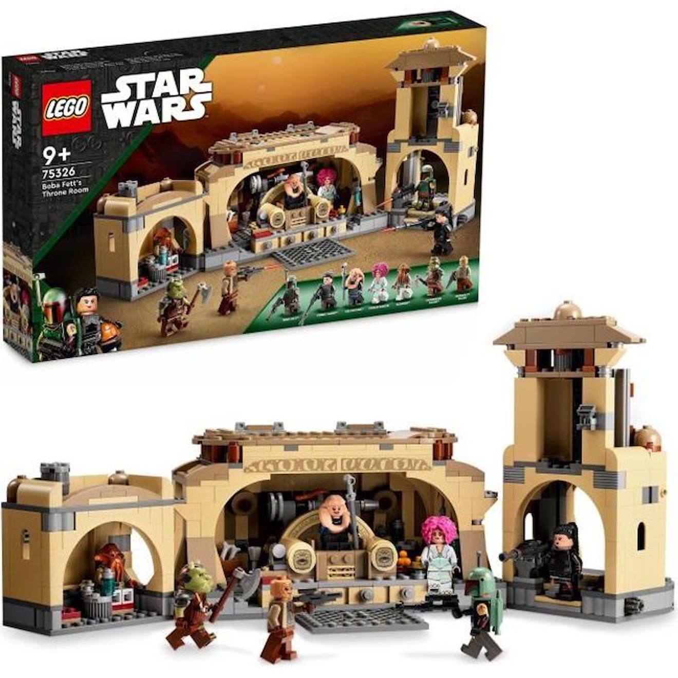 LEGO® 75326 Star Wars La Salle Du Trône De Boba Fett, Jouet à Construire Pour les Enfants de 9 Ans et Plus, Avec le Palais de Jabba marron