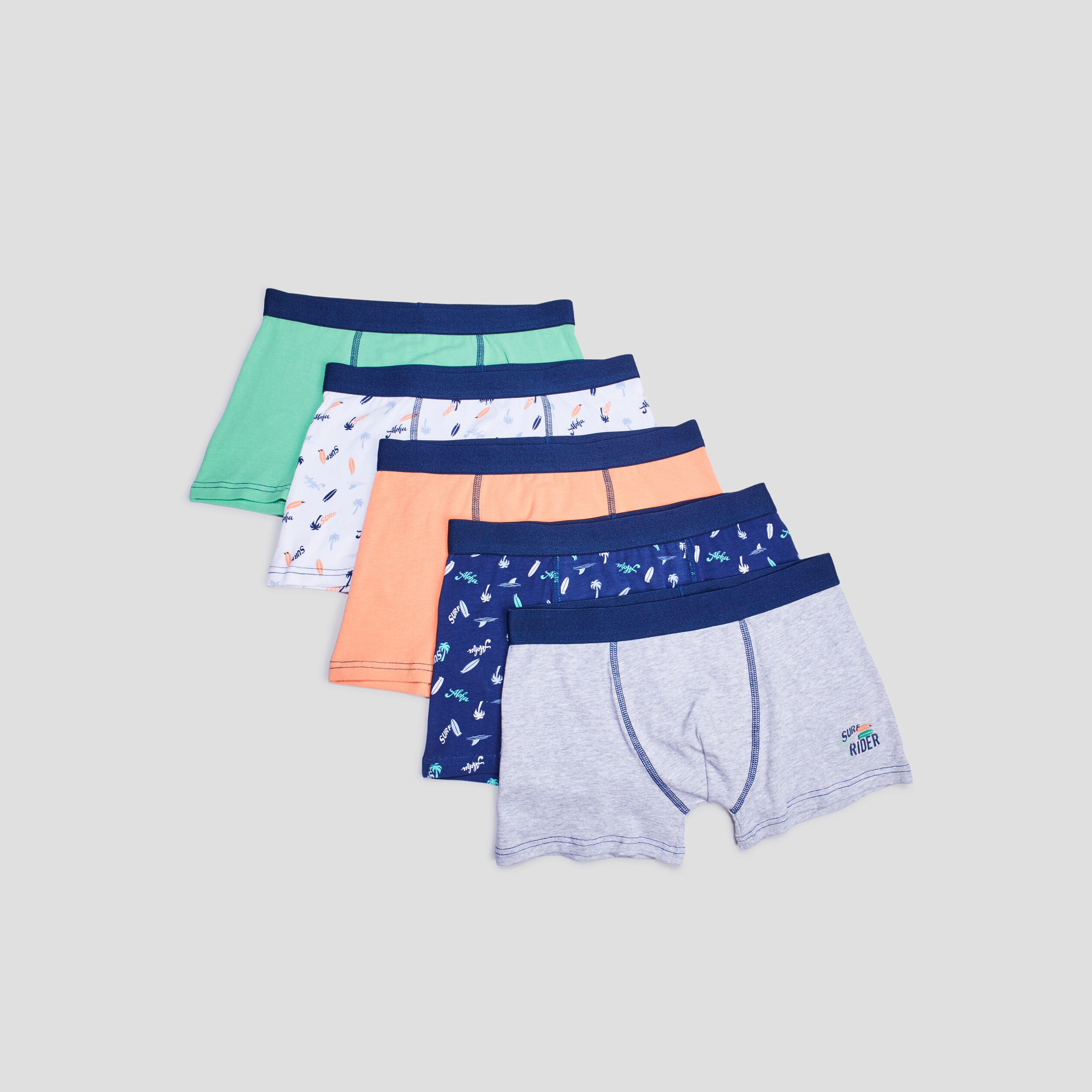 Lot 5 boxers orange garçon | La Halle