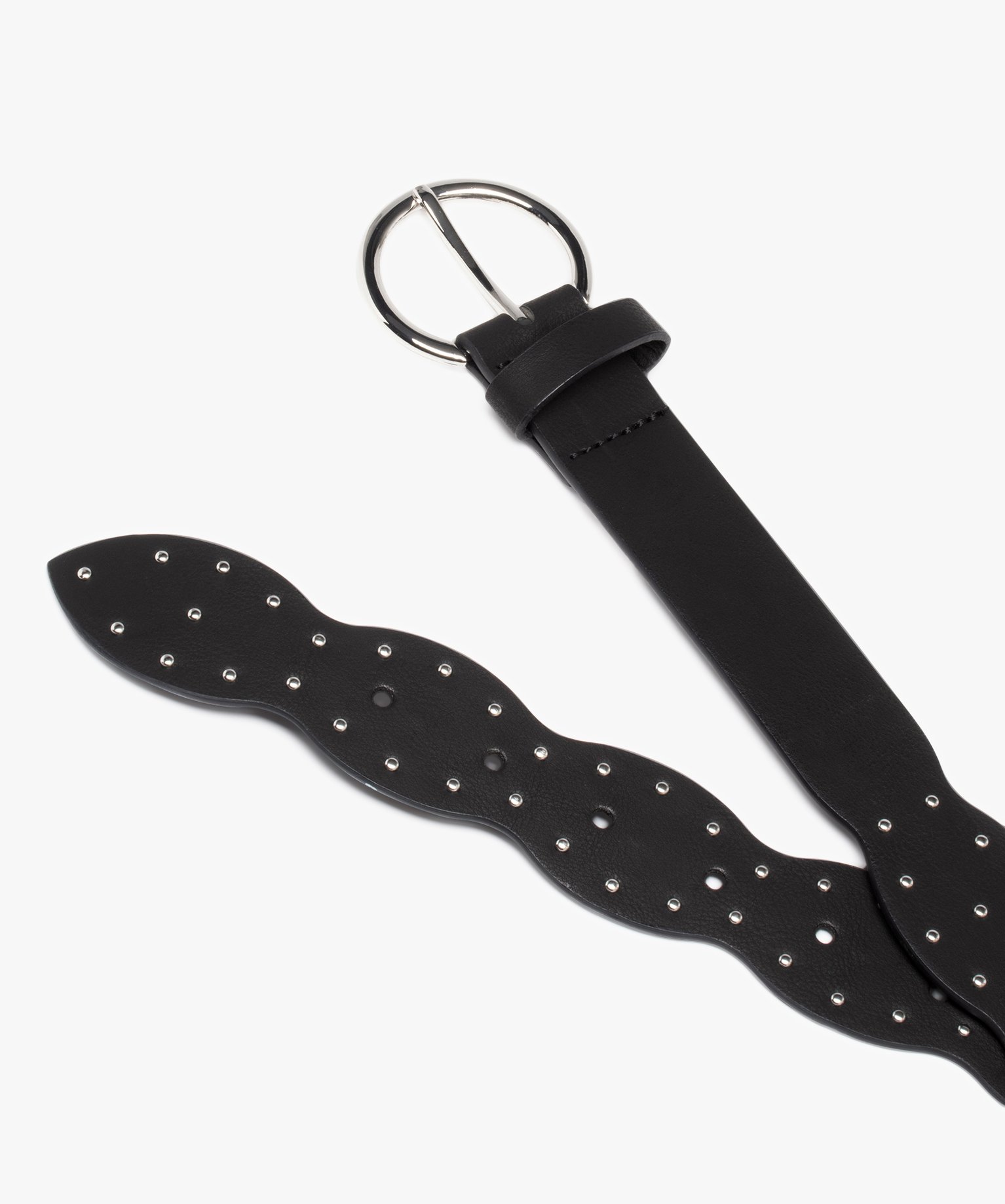 Ceinture à forme originale et clous dorés femme noir | GEMO