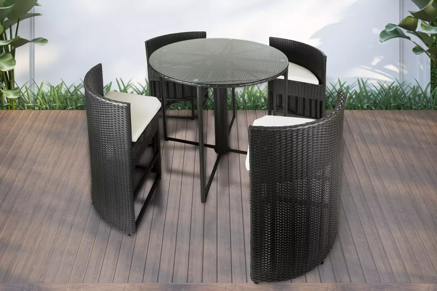 PureHaven Gartenbar-Set Bar-Set 100x110 cm wetterbeständiges Polyrattan, (5-tlg)
